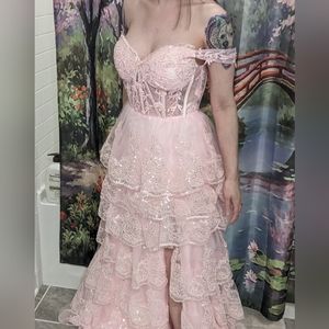 Tiered Ruffle Pink Dress